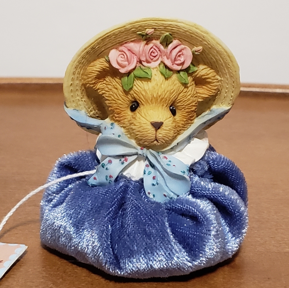 Cherished Teddies Spring Bonnet Figurine Blue